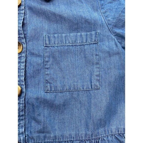 Girls Arizona Blue Chambray Short Sleeve Button Front‎ Cotton Dress Sz 12 - Picture 4 of 7